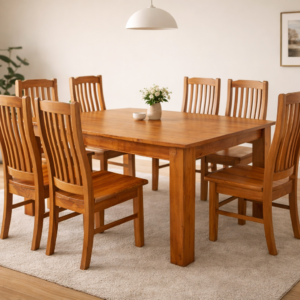 Premium Solid Wood Dining Set – 8 Seater (1.5m x 1.5m)