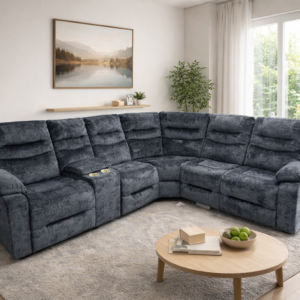 Corner Sofa with Chaise & Cup Holder