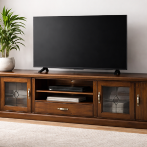 Felton Wooden TV Unit with Glass Panels