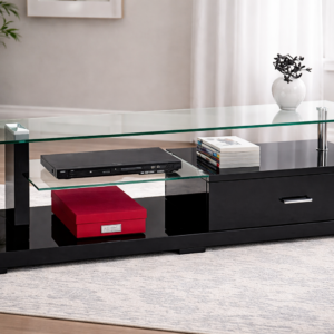 Modern Glass TV Unit with Storage