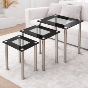 Modern Glass Nesting Side Table Set (3 Pieces)