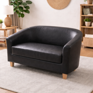 Modern Curved Leather Sofa Set (2 Seater, 3 Seater & Sets) – Black & Dark Chocolate