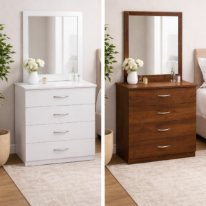 Modern 4-Drawer Dressing Table with Mirror